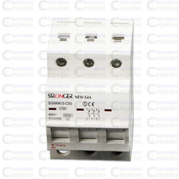 INTERRUPTOR TERMOMAGNÉTICO 3X50A RIEL-STRONGER