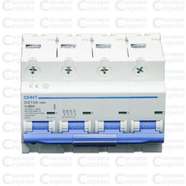 INTERRUPTOR TERMOMAGNÉTICO 4X80A RIEL-CHINT