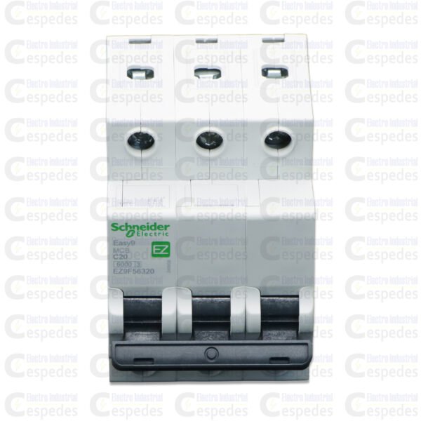 INTERRUPTOR TERMOMAGNÉTICO 3X20A RIEL EASY9-SCHNEIDER