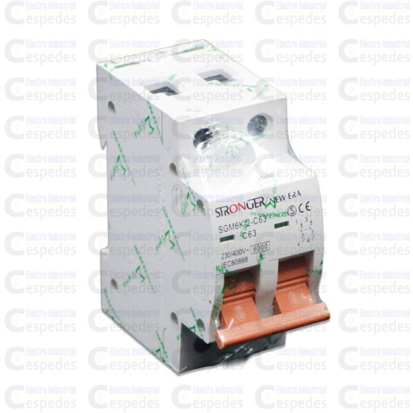 ITM STRONGE 2X63-V INTERRUPTOR TERMOMAGNÉTICO 2X63A RIEL-STRONGER