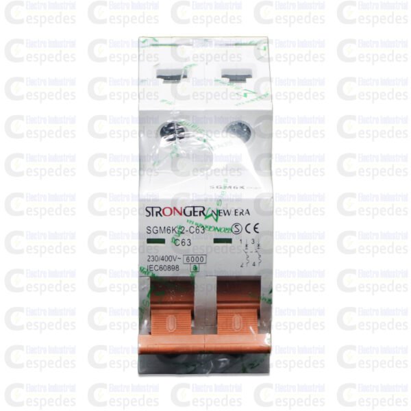 ITM STRONGE 2X63-VI INTERRUPTOR TERMOMAGNÉTICO 2X63A RIEL-STRONGER
