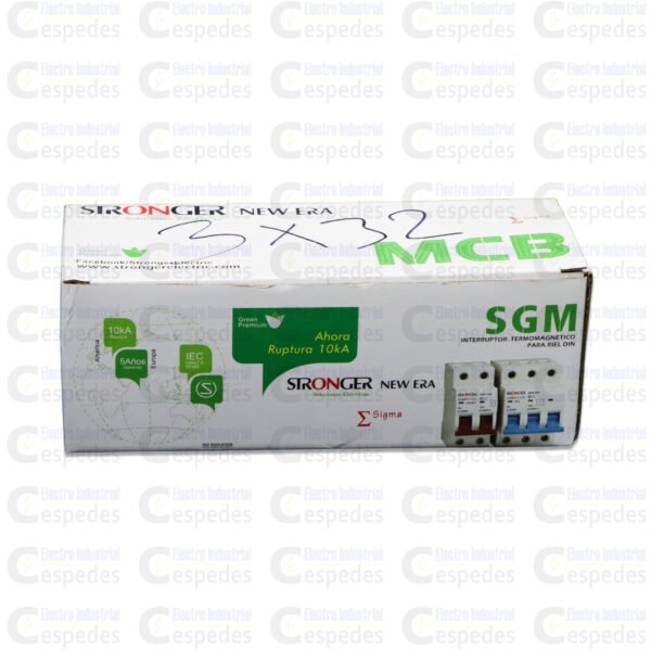 INTERRUPTOR TERMOMAGNÉTICO 3X32A RIEL-STRONGER