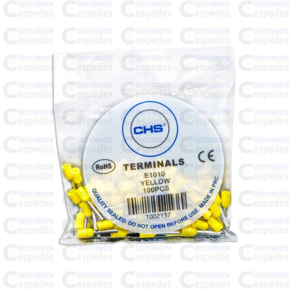 TERMINAL TUBULAR SOBREMOLDEADO AMARILLO-I TERMINAL PVC TUBULAR