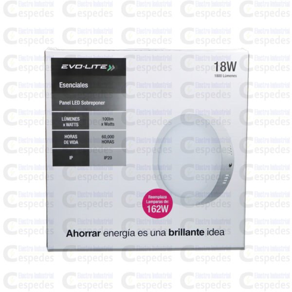 PANEL LED 12 AWG-LUZ DIA SOBREPONER-EVOLITE-I PANEL LED 18W(162W) LUZ CÁLIDA