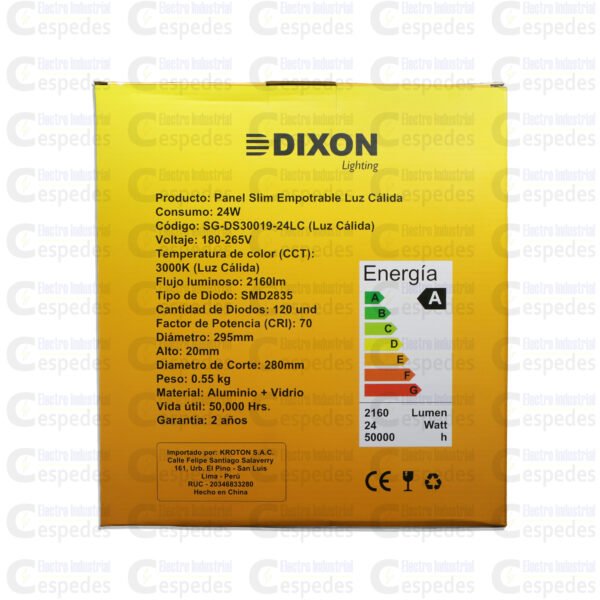 PANEL LIGHT 24W EMPOTRAR-LUZ CÁLIDA